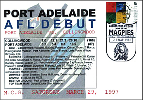 1997 First Official AFL Match Cover